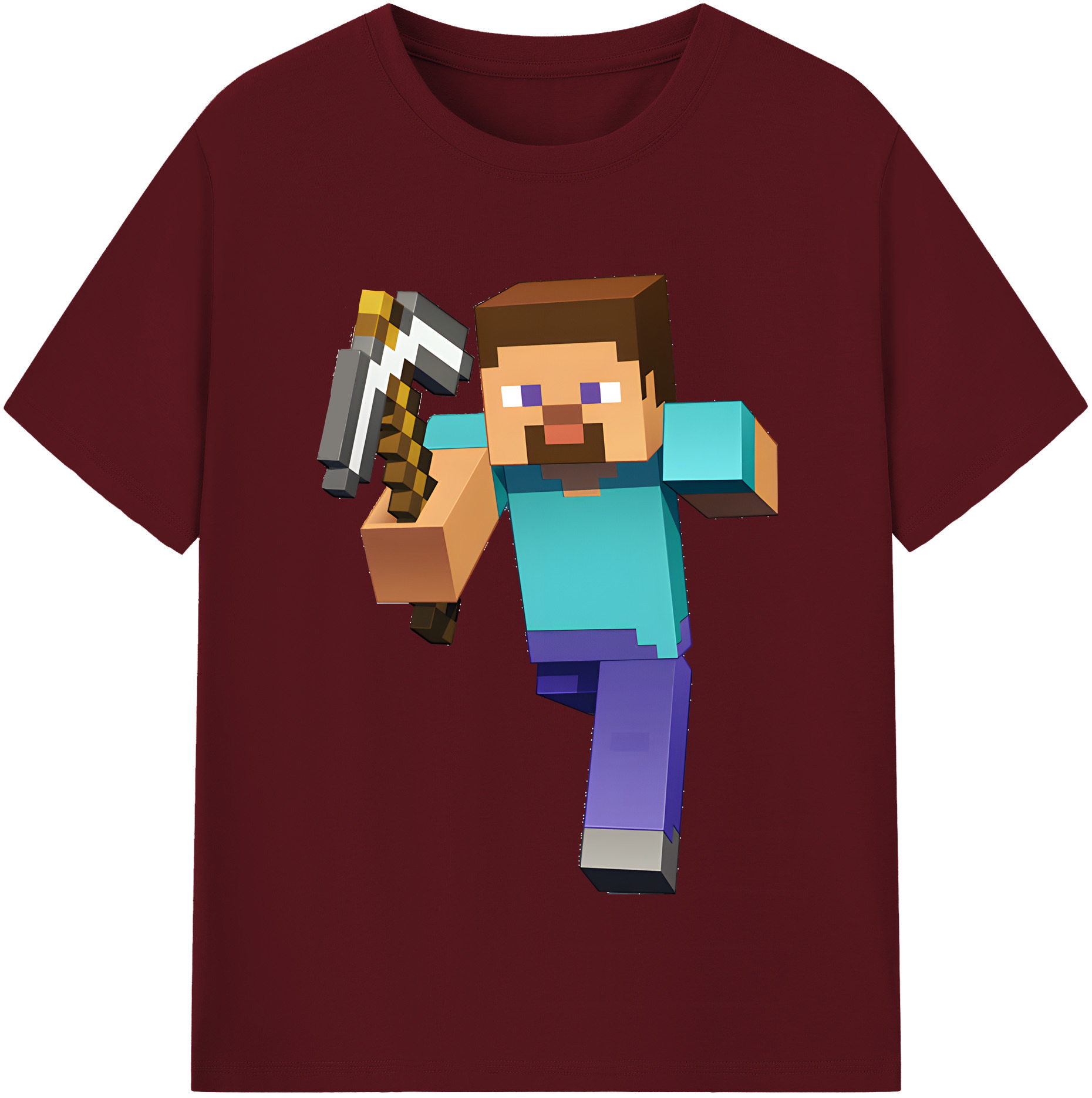 （画像用） マインクラフト ブロックの世界 Minecraft MC Block world 綿100％半袖Tシャツ（フロントプリント）